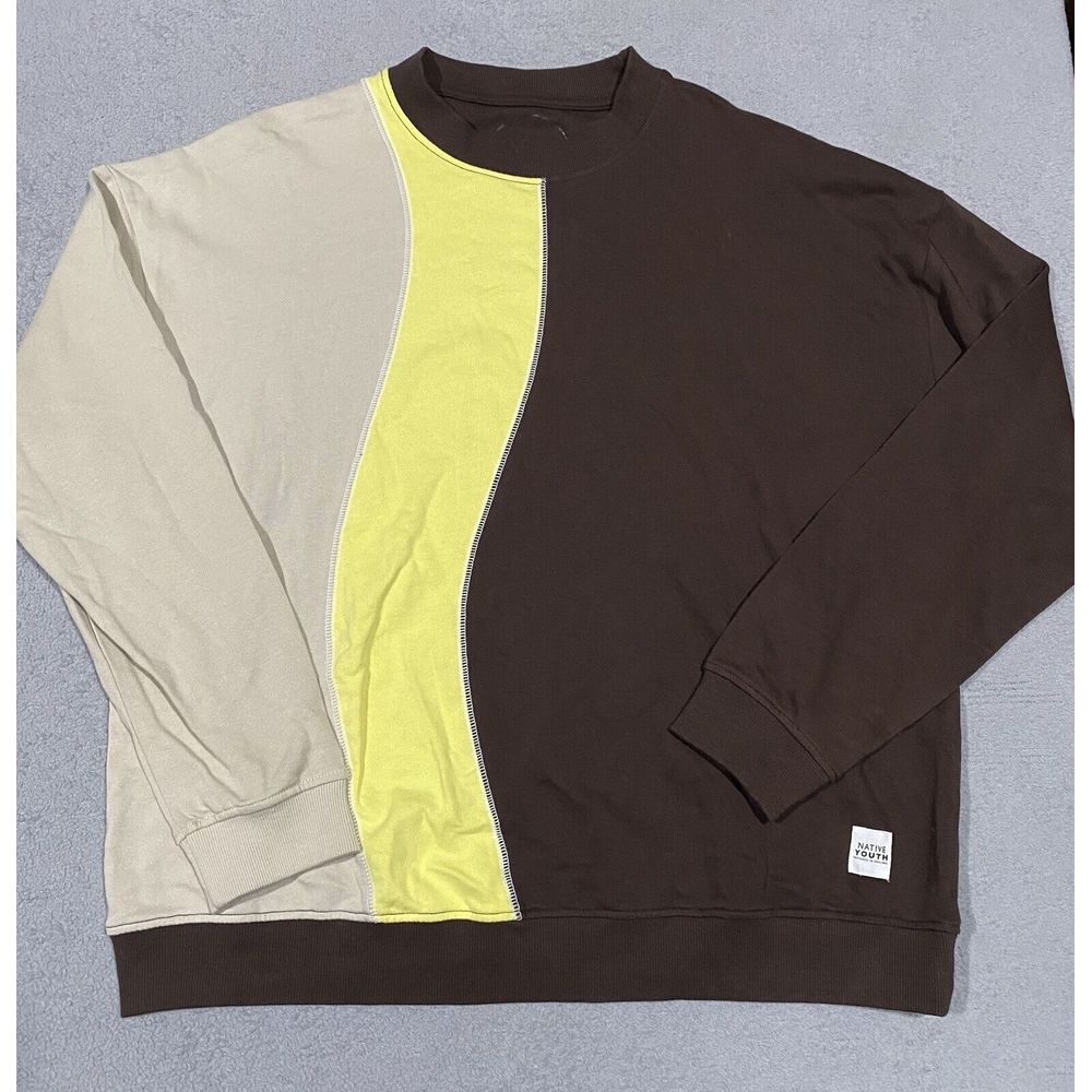 Native Youth Men's Sweater Size XL Multicolor Colorblock Wavy Lightweight‎